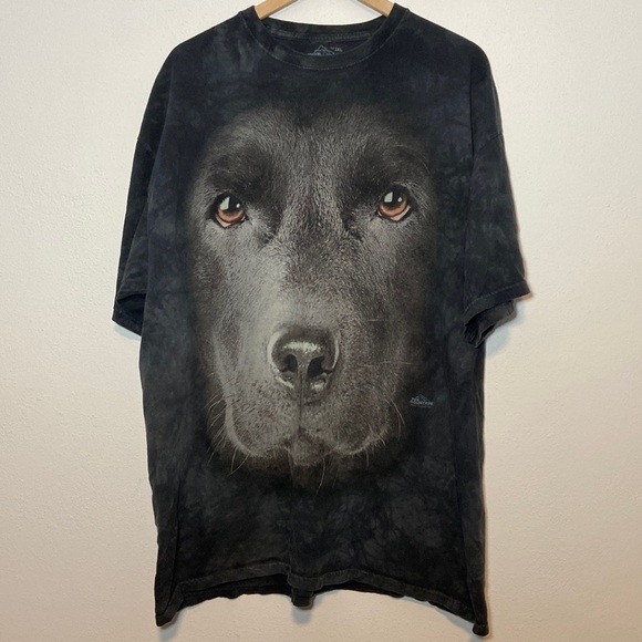 The Mountain Full Face Black Lab Tie Dye Gray Tee USA Made 2011 Dog XXL - Picture 1 of 6